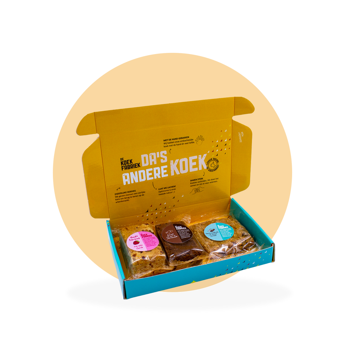 BRIEVENBUSDOOSJE MET BLONDIE, BROWNIE EN HAVERKOEK CHOCOLADE