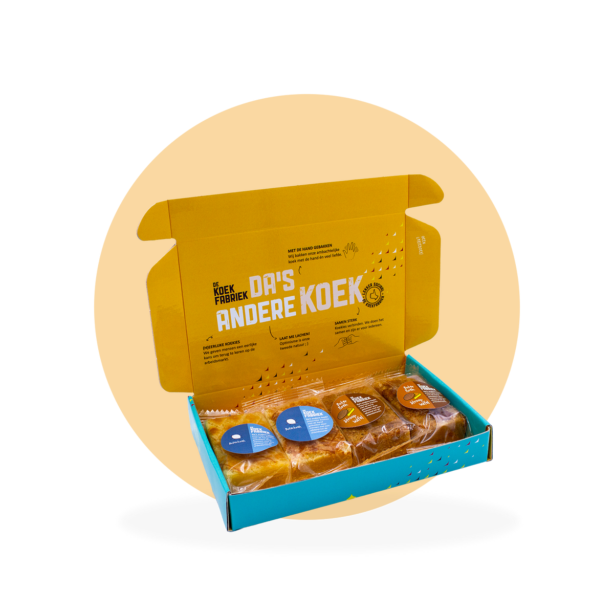BRIEVENBUSDOOSJE MET 2 BOTERKOEK EN 2 BOTERKOEK STROOPWAFEL