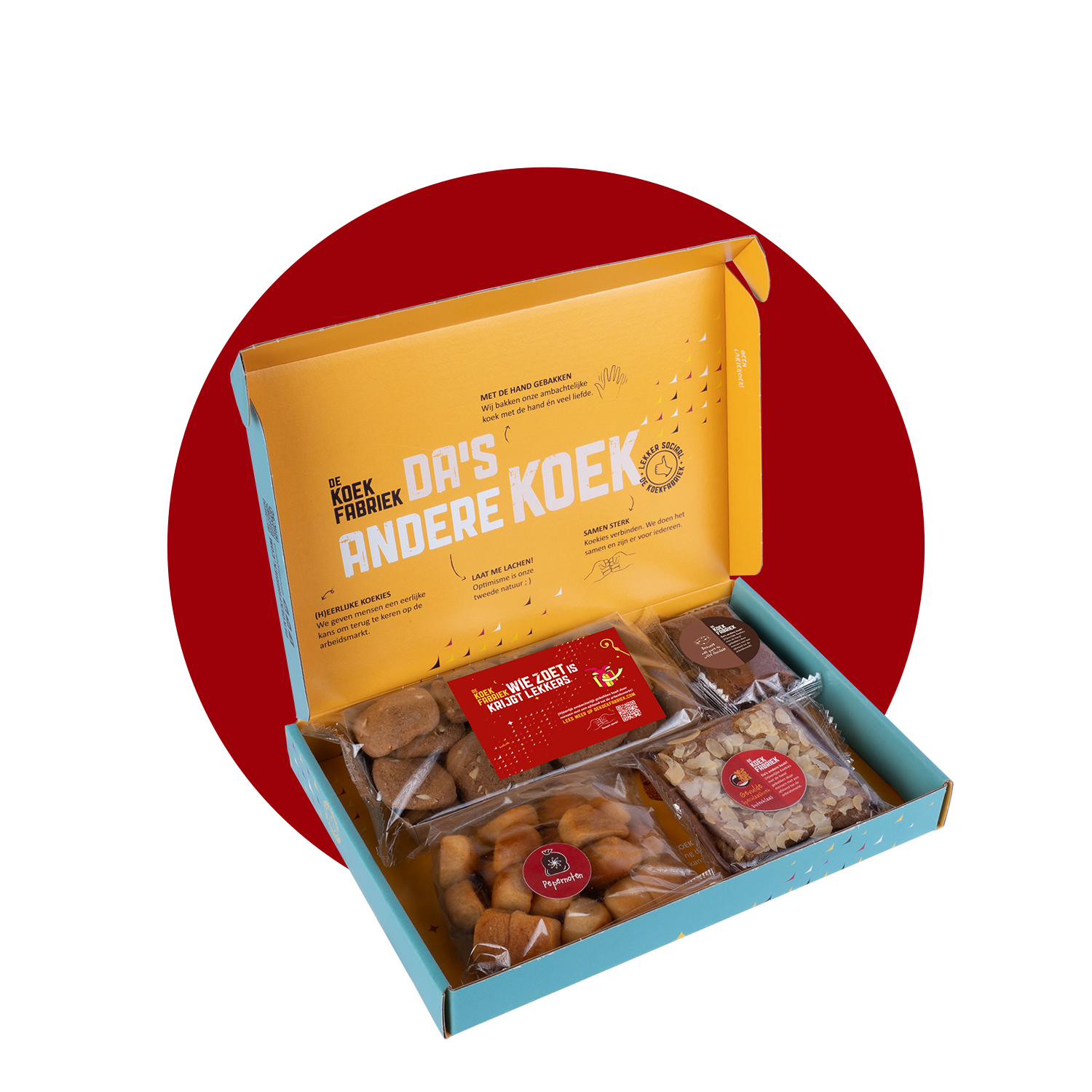 BRIEVENBUS PAKKET - TRAY - BROWNIE - GEVULDE SPECULAAS - PEPERNOTEN
