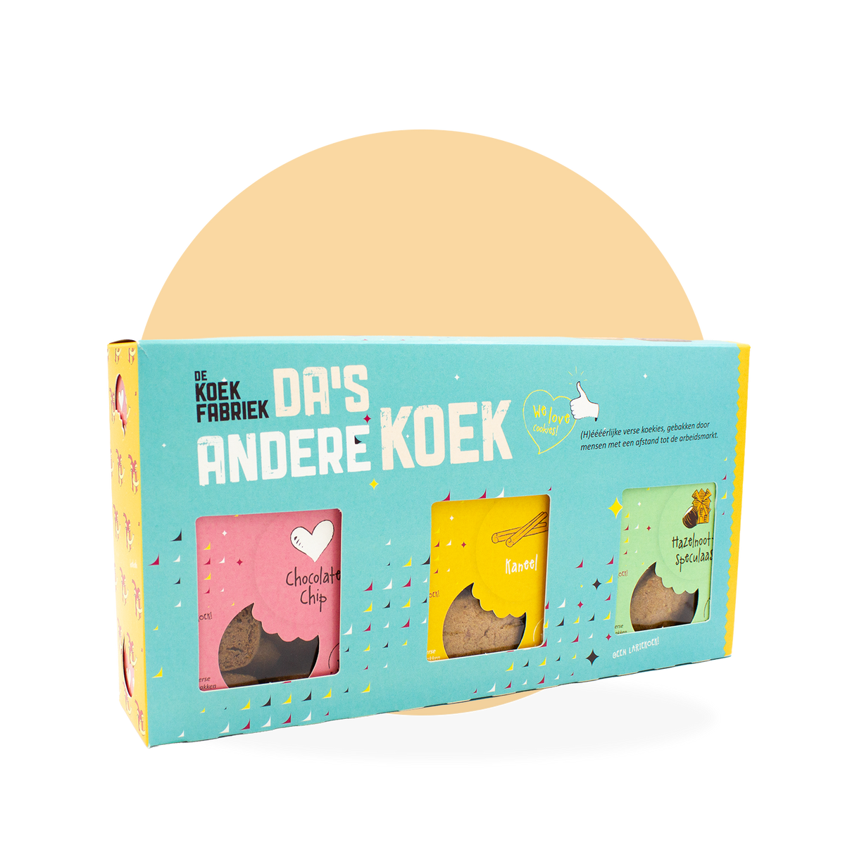 CADEAUPAKKET CHOCOLATE-CHIP, HAZELNOOT-SPECULAAS EN KANEELKOEK