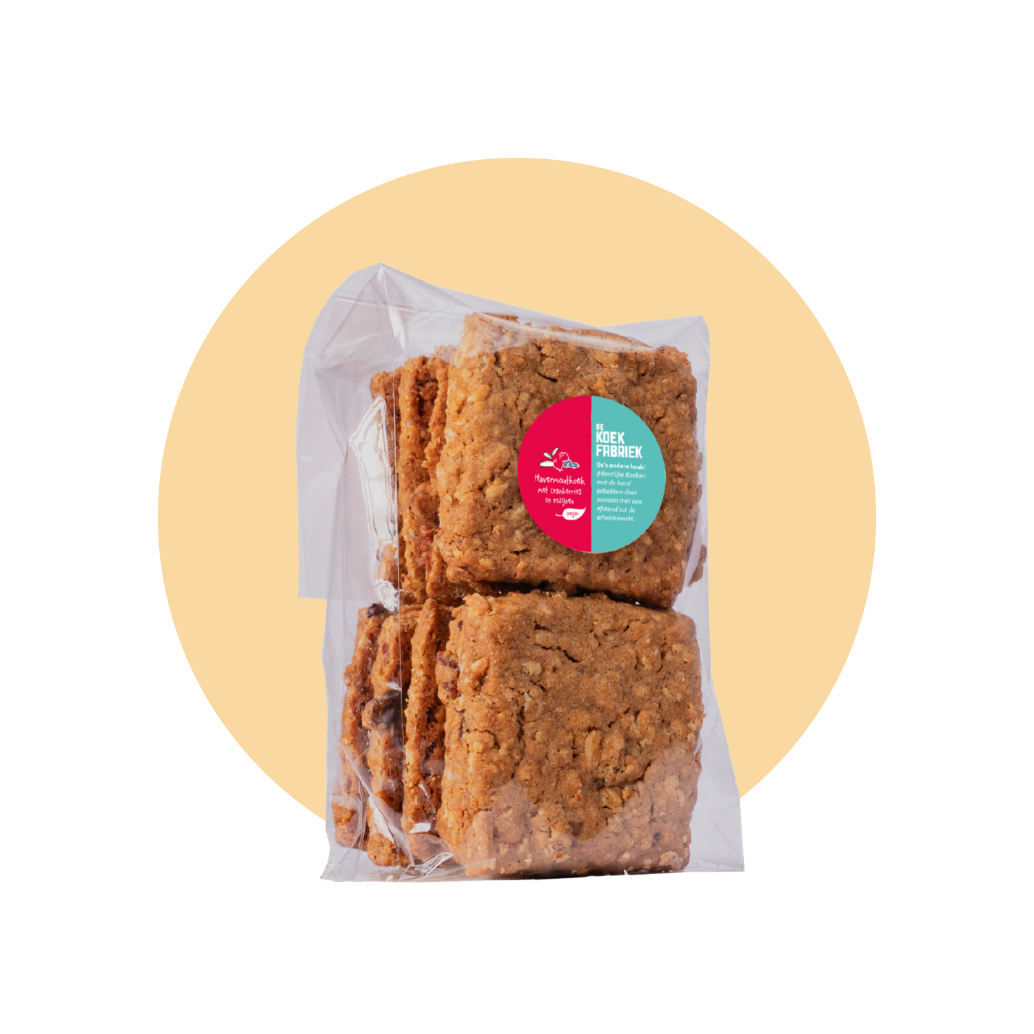 HAVERMOUTKOEK MET CRANBERRIES EN ROZIJNEN (VEGAN)