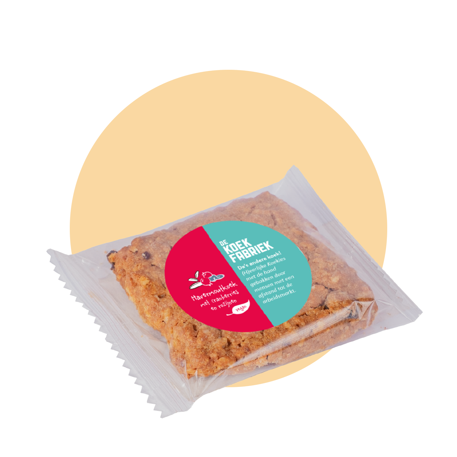 HAVERMOUTKOEK MET CRANBERRIES EN ROZIJNEN (VEGAN)