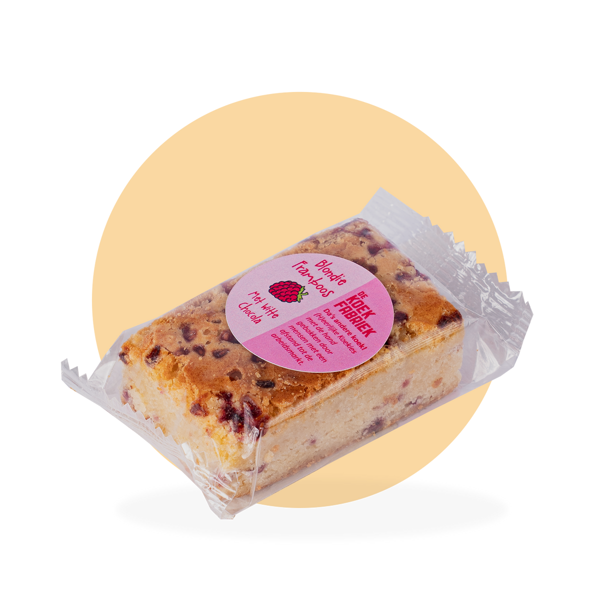 BLONDIE VAN WITTE CHOCOLADE EN FRAMBOOS - PER STUK